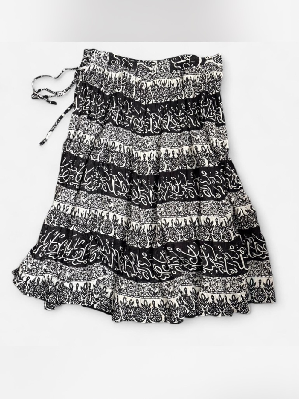 Black & White Printed Tiered Womens Skirt